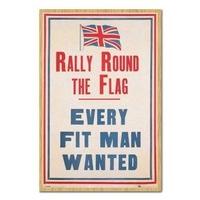 Rally Round The UK Flag Patriotic Poster Beech Framed - 96.5 x 66 cms (Approx 38 x 26 inches)