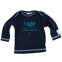 RAGE AGAINST THE WASHING MACHINE NAVY BABIES FAIRTRADE LONG SLEEVE T SHIRT ENVELOPE NECK