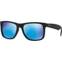 ray ban justin rb4165 62255 black rubbergreen mirror blue