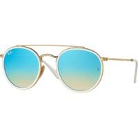 ray ban round double bridge rb3647n 0014o goldblue gradient flash