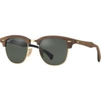 ray ban clubmaster wood rb3016m 1181 brownpolarized green classic