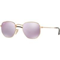 ray ban hexagonal flat lenses rb3548n 0018o goldlilac mirror