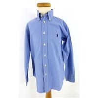 Ralph Lauren Label Size 8 or Age 9/10 Blue & White Fine Check Long Sleeve Shirt