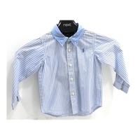 ralph lauren 18 months sky blue and white striped shirt