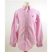 ralph lauren age 7 pink striped linen shirt