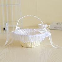 rattan flower basket with imitation pearl for wedding flower girl bask ...