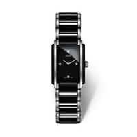 rado integral quartz ladies diamond set black and steel bracelet watch