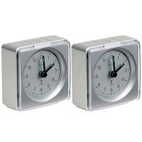 Radio-controlled Analogue Alarm Clocks (2 - SAVE £2), Silver and Silver