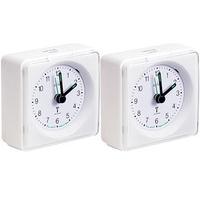 Radio-controlled Analogue Alarm Clocks (2 - SAVE £2), White and White