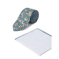 Racing Green Conquer Blue Flower Tie And Pocket Square 0 Blue