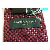 racing green blood red gold textured silk tie