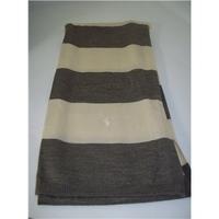 ralph lauren browncream stripe fine knit wool scarf