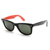 Ray-Ban 2140 Wayfarer Glossy Black Rare Print Red Sunglasses