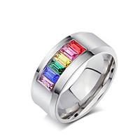 Rainbow Ring Titanium Steel Ring Personalized Diamond Ring 1pc Neutral Five Colors Fashion Jewelry Band Rings Christmas Gifts