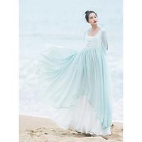 ramie cotton womens holiday swing dresssolid v neck maxi long sleeve l ...