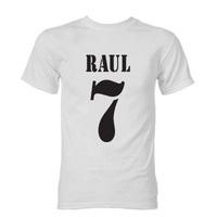 raul real madrid retro style t shirt white