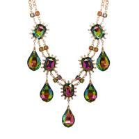 rainbow gem drop statement necklace