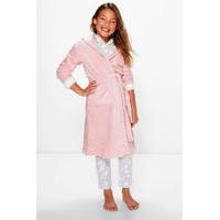 Rabbit Applique Hooded Robe - pink