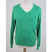 Ralph Lauren, size S green striped cotton jumper