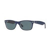 Ray-Ban New Wayfarer Sunglasses Rb2132 605371 Top Matte Blue On Transparent/ Grey Gradient