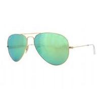 Ray-ban Aviator Sunglasses Rb3025 112/p9 Matt Gold/ Polarised Green Mirror 58mm