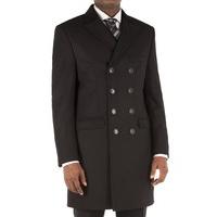 Racing Green Black Double Breasted Overcoat 46R Black
