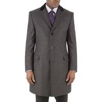 Racing Green Charcoal Donegal Tailored Fit Overcoat 40R Grey