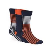 Racing Green 3 Pack Orange Stripe Socks NS Orange