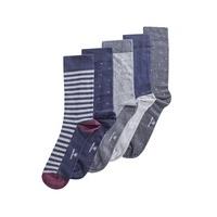 Racing Green 5 Pack Navy and Grey Sock Box 7-11 Navy