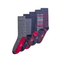 Racing Green 5 Pack Red And Navy Sock Box 7-11 Burgundy