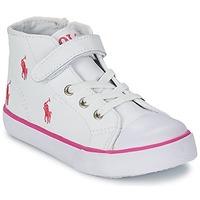 Ralph Lauren BAL HARBOUR CAP TOE girls\'s Children\'s Shoes (High-top Trainers) in white
