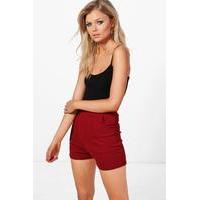 Rachel High Waisted Pocket Shorts - burgundy