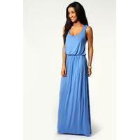 Racer Back Maxi Dress - denim-blue