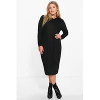 Rachel Cut and Sew Knitted Midi Sweat Dress - black