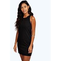 Racer Front Jersey Bodycon Dress - black