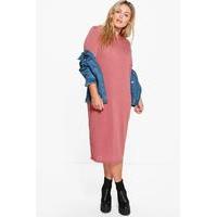 rachel cut and sew knitted midi sweat dress blush