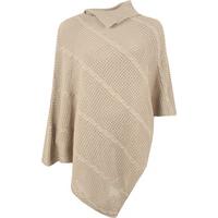 Rae Cable Knit Poncho - Stone