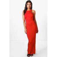 Racer Front Sleeveless Maxi Dress - red