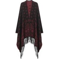 Rachael Reversible Aztec Poncho - Wine