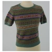 Ralph Lauren Size XS Green Pink Navy Blue Brown and Red Patterned Woollen Mix Jumper