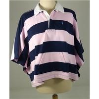 Ralph Lauren Size 16 Navy Blue and Pink Batwing Polo Shirt