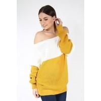 Rachel Block Stripe Knitted Off Shoulder Jumper