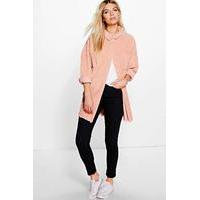 Raw Edge Oversized Cord Shirt - peach