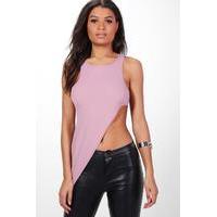 Racer Neck Asymmetric Top - mauve