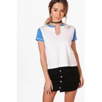 Rachel Cut Neck Raglan Tee - blue