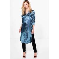 Rachel Maxi Satin Shirt - blue