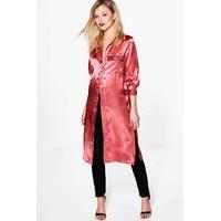 Rachel Maxi Satin Shirt - rose