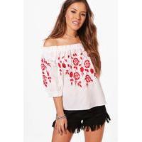 Rachel Embroiderd Off Shoulder Top - ivory