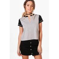 rachel cut neck raglan tee black