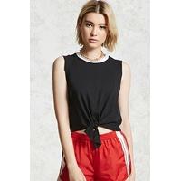 Raw-Cut Tie-Front Top